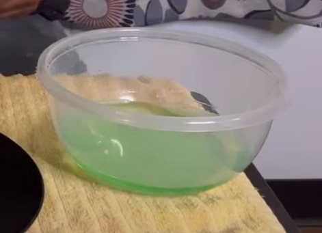 simple green mixed with distilled water in bowl