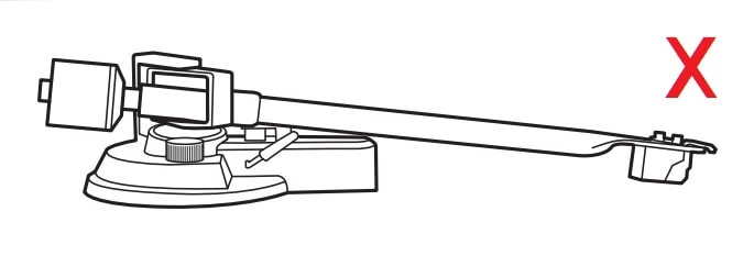 tonearm points downward