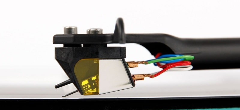 An image showing a close view of rega moving magnet cartridge