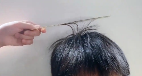 static build on hair and ruler