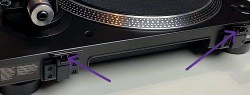 an image showing a close look of dust cover hinges