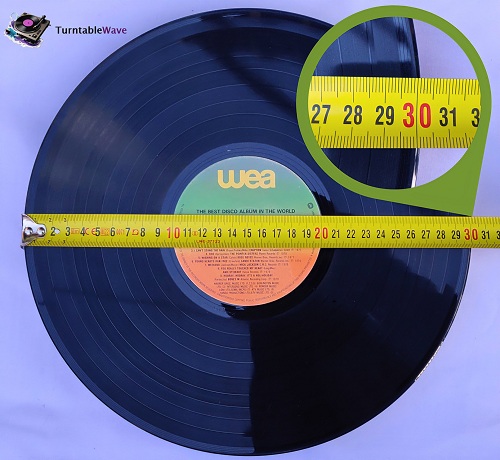 an image showing diameter of 12 inch 33RPM record