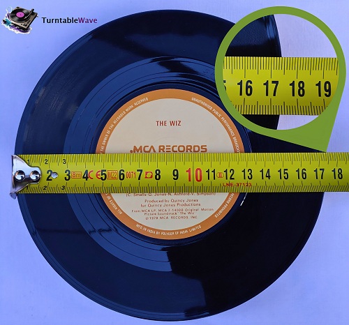 an image showing diameters of 7 inch 45RPM record